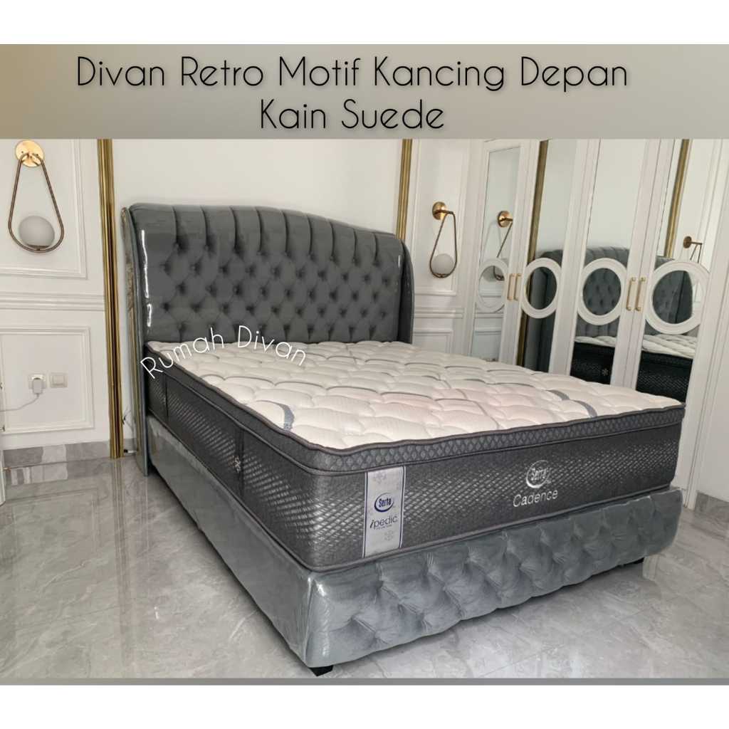 divan dipan tempat tidur wings retro kain suede belum termasuk kasur springbed divan dipan tempat tidur wings retro kain suede belum termasuk kasur springbed