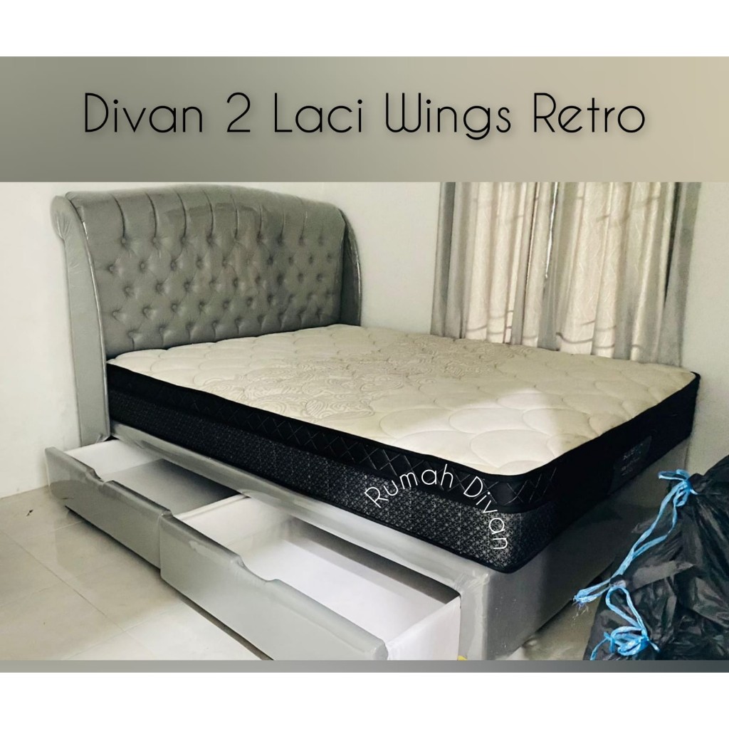 divan dipan ranjang tempat tidur alas kasur plus 2 laci besar hb wings retro bisa pilih warna divan dipan ranjang tempat tidur alas kasur plus 2 laci besar hb wings retro bisa pilih warna