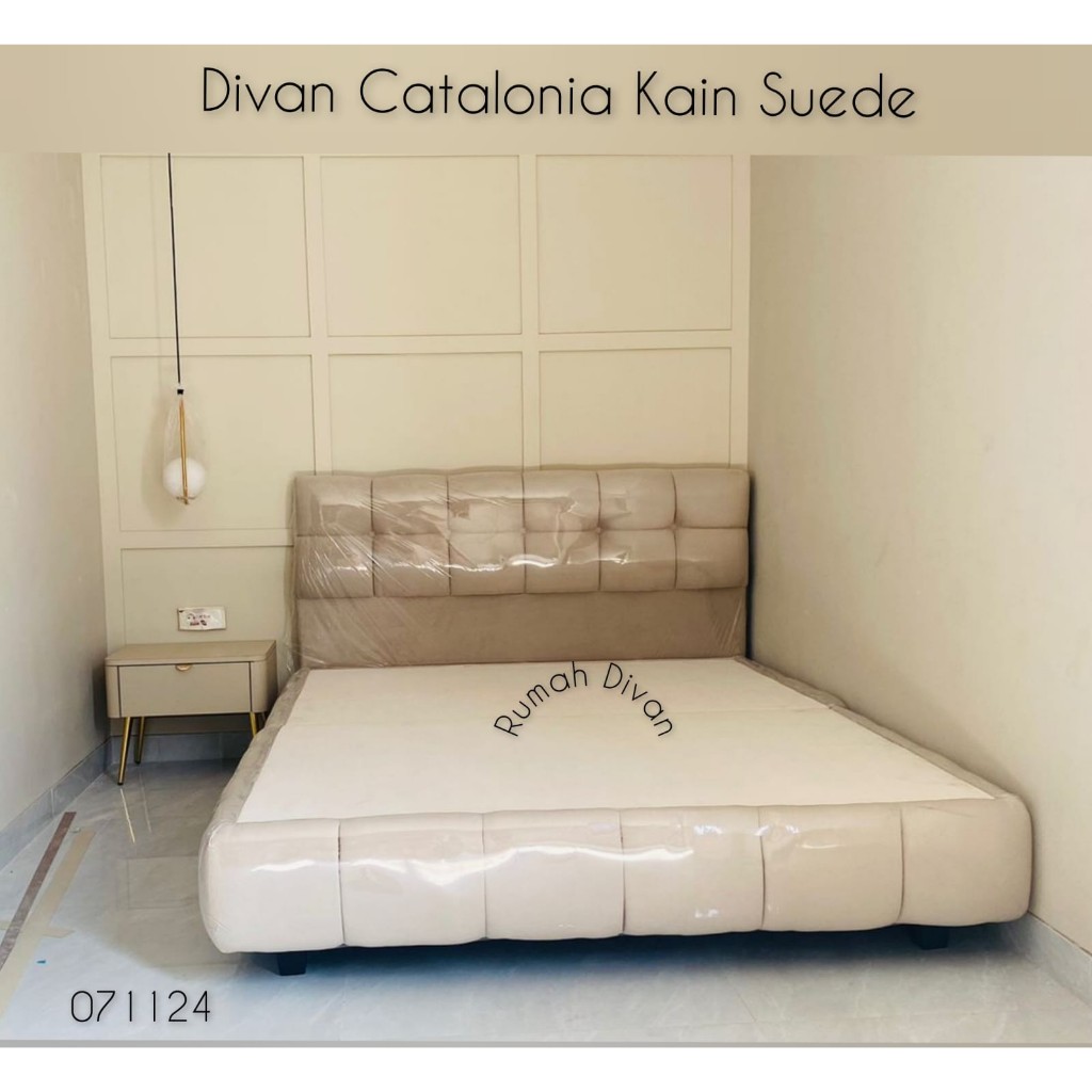 divan dipan tempat tidur catalonia cantik kain kanvas / suede divan dipan tempat tidur catalonia cantik kain kanvas / suede