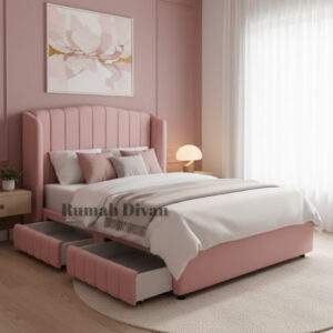 dipan divan tempat tidur 2 laci besar wings braga laci motif