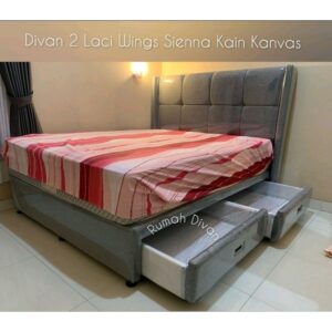 divan dipan tempat tidur 2 laci wings sienna kain kanvas/suede/oscar