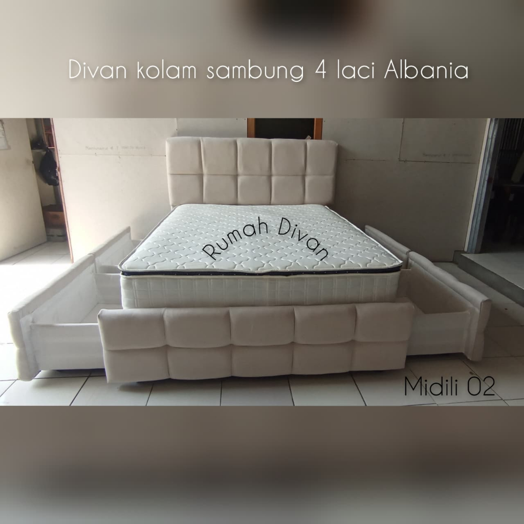 divan dipan tempat tidur kolam 4 laci albania kain suede divan dipan tempat tidur kolam 4 laci albania kain suede