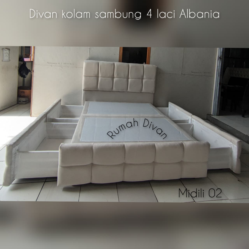 divan dipan tempat tidur kolam 4 laci albania kain suede divan dipan tempat tidur kolam 4 laci albania kain suede