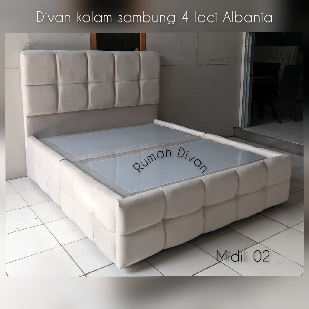 divan dipan tempat tidur kolam 4 laci albania kain suede divan dipan tempat tidur kolam 4 laci albania kain suede