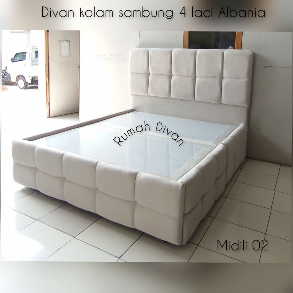 divan dipan tempat tidur kolam 4 laci albania kain suede divan dipan tempat tidur kolam 4 laci albania kain suede