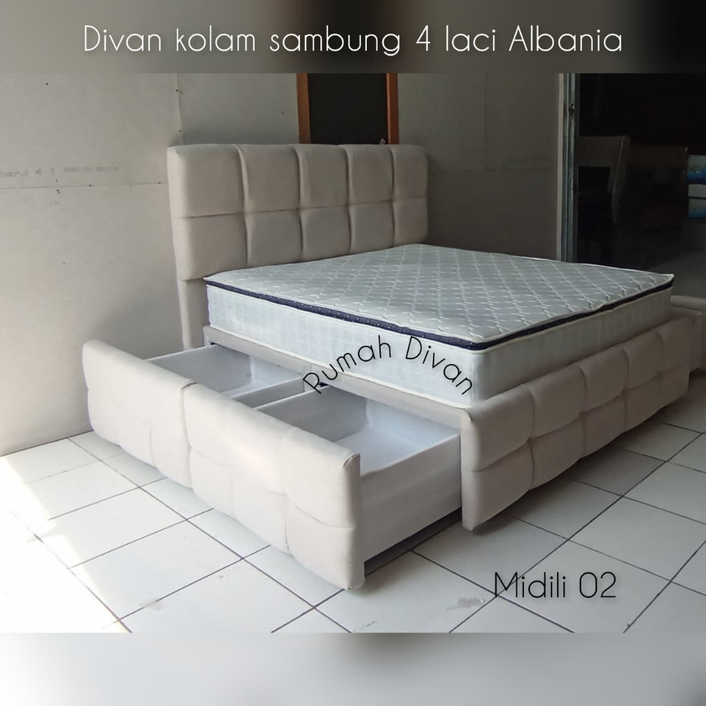 divan dipan tempat tidur kolam 4 laci albania kain suede divan dipan tempat tidur kolam 4 laci albania kain suede