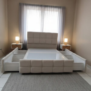 divan dipan tempat tidur kolam 4 laci albania kain suede